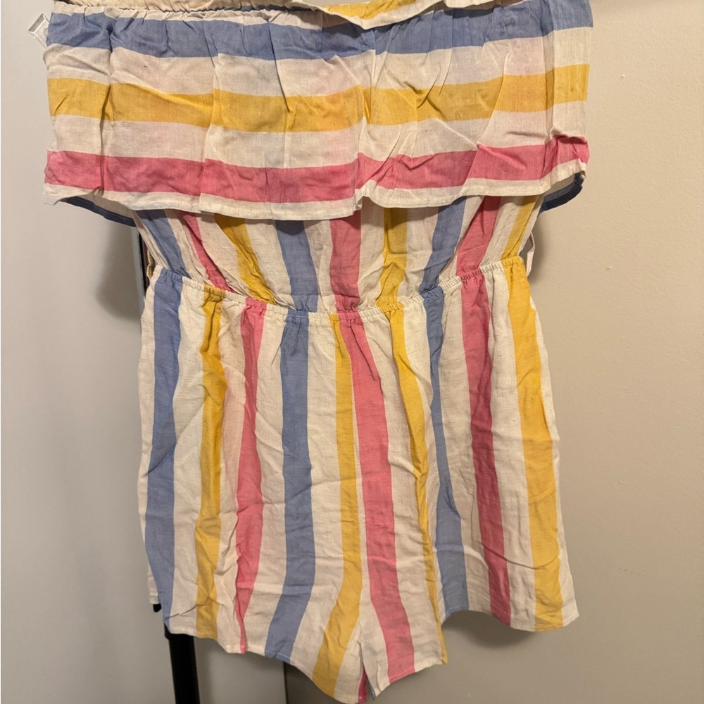 Le Lis shorts romper jumpsuit striped strapless